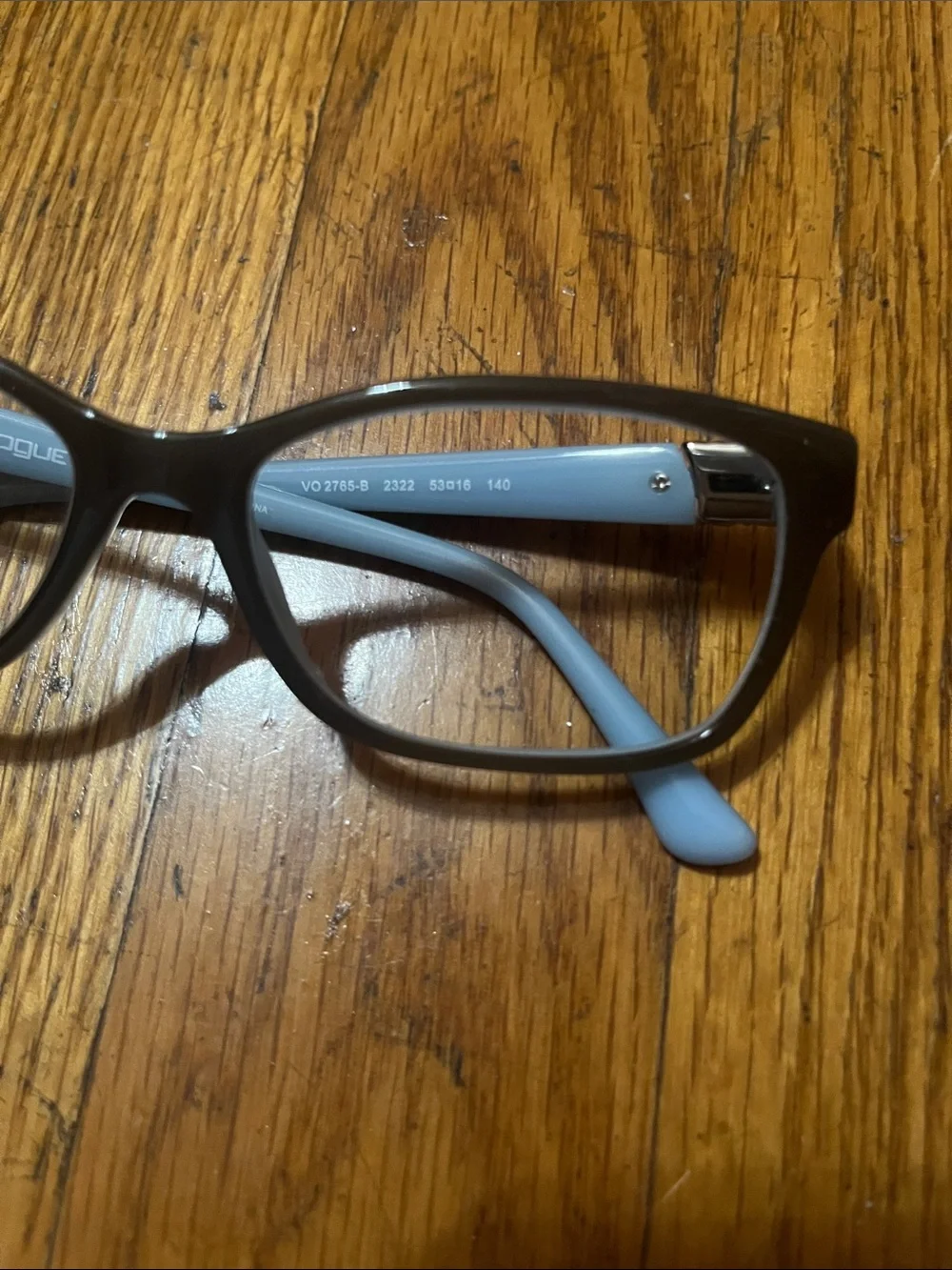 Vogue Black Front Eyeglasses with Light Blue Embellished Temples